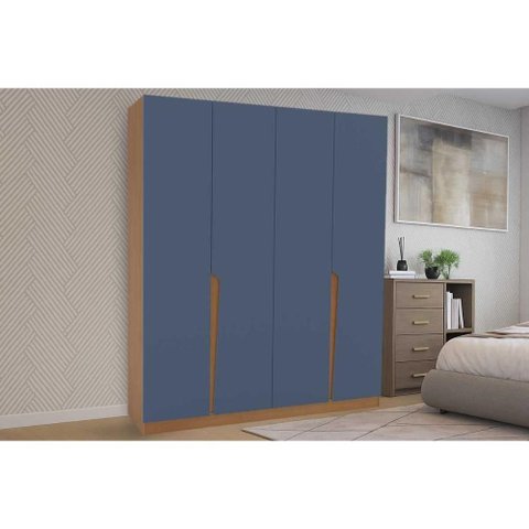 Guarda Roupa 4 Portas e 4 Gavetas Porto Freijo/azul - Politorno