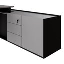 Ver imagem 6 de Mesa L Diretor com Armário Lateral 3 Gavetas 180cm Industrial Tampo Chanfrado Pés em Metal Executive