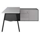 Ver imagem 5 de Mesa L Diretor com Armário Lateral 3 Gavetas 180cm Industrial Tampo Chanfrado Pés em Metal Executive