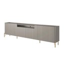 Ver imagem 2 de Rack para Sala Bend 220cm MDF 4 Portas Brise Grigio com Dourado Casa Lar Shop
