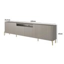 Ver imagem 3 de Rack para Sala Bend 220cm MDF 4 Portas Brise Grigio com Dourado Casa Lar Shop