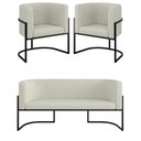 Ver imagem 1 de Kit Sofá 2 Lugares + 2 Poltronas Bouclê Preto Bege