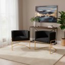 Ver imagem 1 de Kit 2 Poltronas Decorativas Luna Estofada Base Metálica Suede: Suede Preto