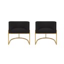 Ver imagem 2 de Kit 2 Poltronas Decorativas Luna Estofada Base Metálica Suede: Suede Preto