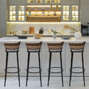 Ver imagem 6 de Kit 4 Banquetas 80cm para Balcão Ilha Bancada Área Gourmet Encosto em Junco Banco Itagold
