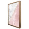 Quadro Decorativo Geométrico Mármore Branco e Rosa em Moldura Caixa Tacolado Moldura Trad 1cm Madeir - 4