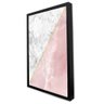 Quadro Decorativo Geométrico Mármore Branco e Rosa em Moldura Caixa Tacolado Moldura Trad 1cm Madeir - 3