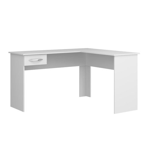 Escrivaninha de Canto Home Office com 1 Gaveta 135 x 120 cm MDP Branco 0703 Prime
