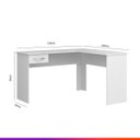 Ver imagem 2 de Escrivaninha de Canto Home Office com 1 Gaveta 135 x 120 cm MDP Branco 0703 Prime