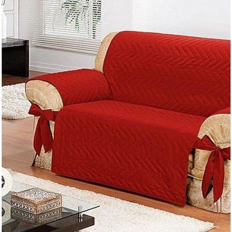 Protetor de Sofá Stillus 2 Lugares Impermeável | Pano Bordado - Vermelho