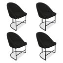Ver imagem 1 de Kit 04 Cadeiras Poltrona de Jantar Bela Veludo Preto Base Metálica Industrial Preto - Pallazio