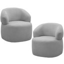 Ver imagem 1 de Kit 2 Poltronas Giratórias Sala de Estar Living Orgânico Carmen F04 Bouclê Cinza - Lyam Decor