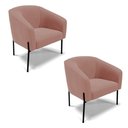 Ver imagem 1 de Cadeira Sala de Jantar Pé de Ferro Preto Kit 2 Stella Veludo D03 - D'Rossi Cor Rose