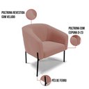 Ver imagem 5 de Cadeira Sala de Jantar Pé de Ferro Preto Kit 2 Stella Veludo D03 - D'Rossi Cor Rose