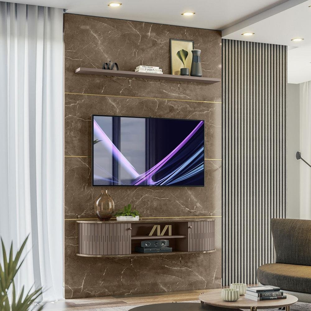 Painel Home Piso Teto TV Até 65 Polegadas Imperial Sépia Monte Carlo Madetec