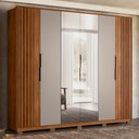 Ver imagem 2 de Guarda Roupa Casal Atrice Ripado 6 Portas Nogueira Touch/nude Prime Tx com 2 Espelhos e Pés -