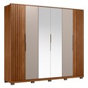 Ver imagem 1 de Guarda Roupa Casal Atrice Ripado 6 Portas Nogueira Touch/nude Prime Tx com 2 Espelhos e Pés -
