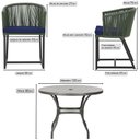 Ver imagem 2 de Mesa com 6 Cadeiras de Jantar Roma 120cm e Noronha em Alumínio Preto Corda Náutica Estofado 10 Trama