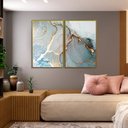 Ver imagem 1 de Quadro Decorativo Abstrato Azul com Dourado Kit 2 Quadros