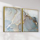 Ver imagem 3 de Quadro Decorativo Abstrato Azul com Dourado Kit 2 Quadros