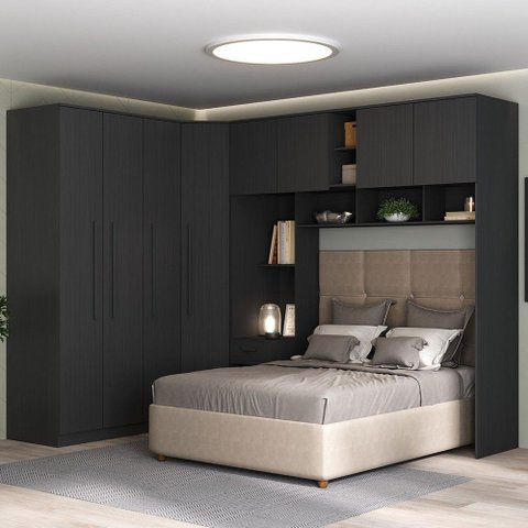 Guarda-roupa Casal Modulado Lugano 8 Portas 3 Gavetas Grafite - Hecol Móveis