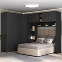Ver imagem 1 de Guarda-roupa Casal Modulado Lugano 8 Portas 3 Gavetas Grafite - Hecol Móveis