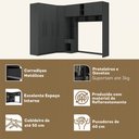 Ver imagem 5 de Guarda-roupa Casal Modulado Lugano 8 Portas 3 Gavetas Grafite - Hecol Móveis