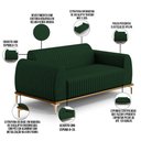 Ver imagem 4 de Sofá 3 Lugares para Sala de Estar Molino 180 Cm D02 Pés D'ouro Veludo Verde Musgo C-303 - Lyam