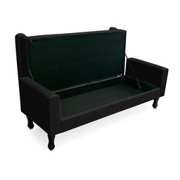 Kit Cabeceira Geovana + Calçadeira Baú Felix King Size 195cm Suede - Ecotec Decor:Preto - 4