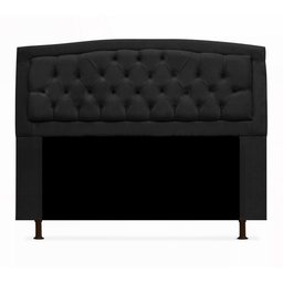 Kit Cabeceira Geovana + Calçadeira Baú Felix King Size 195cm Suede - Ecotec Decor:Preto - 2