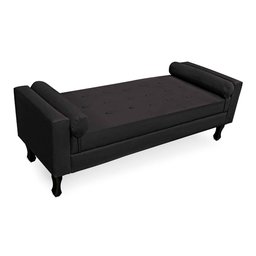 Kit Cabeceira Geovana + Calçadeira Baú Felix King Size 195cm Suede - Ecotec Decor:Preto - 3