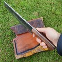 Ver imagem 4 de Faca Cutelo Artesanal Forjado Estilo Antigo em Aço Carbono 5160 Lâmina 25cm Bruto