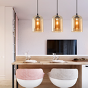 Ver imagem 6 de Lustre Pendente 22,5cm Vidro Cilindro Duplo Âmbar Orgânico Luminária Teto Gimpo Kjdde-298-amb