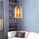 Ver imagem 3 de Lustre Pendente 22,5cm Vidro Cilindro Duplo Âmbar Orgânico Luminária Teto Gimpo Kjdde-298-amb