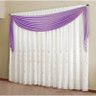 Cortina Voal Bordado E Bandô Bali- 3,00x2,50 Lilás e Branca - 1