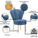 Ver imagem 4 de Cadeira para Recepção Moderna Sala de Espera Ergonômica Tecido Veludo Confortável Pés de Ferro