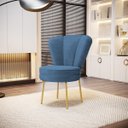 Ver imagem 1 de Cadeira para Recepção Moderna Sala de Espera Ergonômica Tecido Veludo Confortável Pés de Ferro