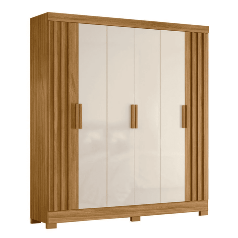 Guarda Roupa Valença 195cm 6 Portas Freijó Off White com Portas Ripadas Moval