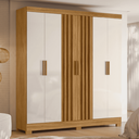 Ver imagem 3 de Guarda Roupa Valença 195cm 6 Portas Freijó Off White com Portas Ripadas Moval