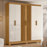 Guarda Roupa Valença 195cm 6 Portas Freijó Off White com Portas Ripadas Moval - 3