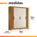 Ver imagem 4 de Guarda Roupa Valença 195cm 6 Portas Freijó Off White com Portas Ripadas Moval
