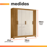 Guarda Roupa Valença 195cm 6 Portas Freijó Off White com Portas Ripadas Moval - 4