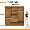 Ver imagem 4 de Guarda Roupa Valença 195cm 6 Portas Freijó Off White com Portas Frisadas Moval