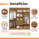 Ver imagem 6 de Guarda Roupa Valença 195cm 6 Portas Freijó Off White com Portas Frisadas Moval