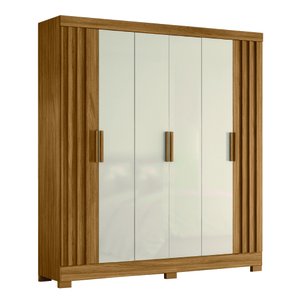Guarda Roupa Valença 195cm 6 Portas Freijó Off White com Portas Ripadas Moval