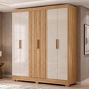 Ver imagem 3 de Guarda Roupa Valença 195cm 6 Portas Freijó Off White com Portas Frisadas Moval