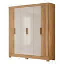 Ver imagem 1 de Guarda Roupa Valença 195cm 6 Portas Freijó Off White com Portas Frisadas Moval