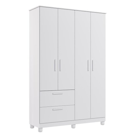 Guarda Roupa Infantil Jujuba 4 Portas e 2 Gavetas Branco - Permóbili Baby