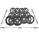 Ver imagem 1 de Kit Anilhas Ferro Fundido 50kg + Barras com Presilhas