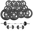 Ver imagem 2 de Kit Anilhas Ferro Fundido 50kg + Barras com Presilhas